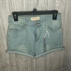Women's Red Bottom Blue Denim Shorts